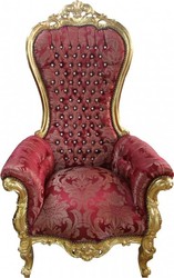 Casa Padrino Fauteuil Trône Baroque Majestic Medium Motif Bordeaux / Or avec Strass Bling Bling - 141 x 86 x 70 cm Casa Padrino Fauteuil Trône Baroque Majestic Medium Motif Bordeaux / Or avec Strass Bling Bling - 141 x 86 x 70 cm
