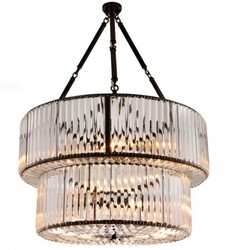 Casa Padrino Luxus Hängeleuchte Kristallglas in Rotguss Ø 67 cm x H 90 cm - Elegante Kristalllampe