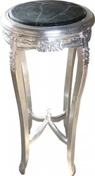 Casa Padrino Baroque Side Table with Marble Top Round Silver 91 x 46 cm Antique Style Casa Padrino Baroque Side Table with Marble Top Round Silver 91 x 46 cm Antique Style