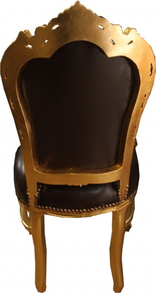Dîner Casa Padrino baroque Chaise optique en cuir marron / or - Meubles Dîner Casa Padrino baroque Chaise optique en cuir marron / or - Meubles