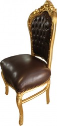 Dîner Casa Padrino baroque Chaise optique en cuir marron / or - Meubles Dîner Casa Padrino baroque Chaise optique en cuir marron / or - Meubles