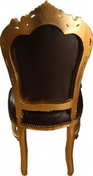 Dîner Casa Padrino baroque Chaise optique en cuir marron / or - Meubles Dîner Casa Padrino baroque Chaise optique en cuir marron / or - Meubles