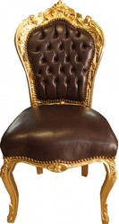 Dîner Casa Padrino baroque Chaise optique en cuir marron / or - Meubles Dîner Casa Padrino baroque Chaise optique en cuir marron / or - Meubles