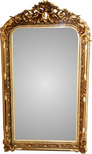 Casa Padrino Specchio da Parete Barocco Specchio Decorato in Bianco Antico e Oro 159 x 89 cm Casa Padrino Specchio da Parete Barocco Specchio Decorato in Bianco Antico e Oro 159 x 89 cm