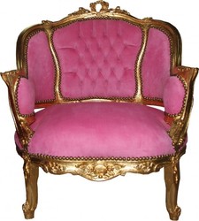 Casa Padrino Poltrona Barocca da Salotto Rosa / Oro - Poltroncina Cocktail - 90 cm x 75 cm x 63 cm Casa Padrino Poltrona Barocca da Salotto Rosa / Oro - Poltroncina Cocktail - 90 cm x 75 cm x 63 cm