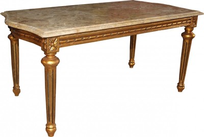 Casa Padrino Baroque Coffee Table Gold with Cream Marble Top 100 x 53 cm - Limited Edition Casa Padrino Baroque Coffee Table Gold with Cream Marble Top 100 x 53 cm - Limited Edition