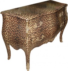 Casa Padrino cassettiera barocca leopardo con applicazioni in metallo dorato 123 cm - mobili barocchi