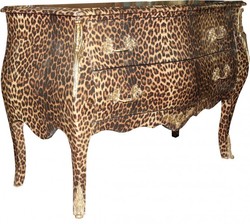 Casa Padrino cassettiera barocca leopardo con applicazioni in metallo dorato 123 cm - mobili barocchi