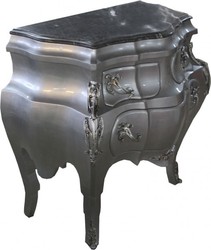 Casa Padrino Commode Baroque Argent avec Plateau en Marbre - Meuble de Luxe, L 95 cm x H 89 cm