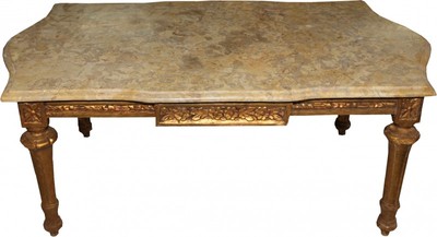 Casa Padrino Baroque Coffee Table Gold with Cream-Colored Marble Top - 105 x 59 x H. 44 cm - Limited Edition Casa Padrino Baroque Coffee Table Gold with Cream-Colored Marble Top - 105 x 59 x H. 44 cm - Limited Edition