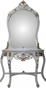 Casa Padrino Consolle a Specchio Barocca con Piano in Marmo Bianco/Oro - 120 x 40 x 217 cm - Mobile di Lusso Casa Padrino Consolle a Specchio Barocca con Piano in Marmo Bianco/Oro - 120 x 40 x 217 cm - Mobile di Lusso