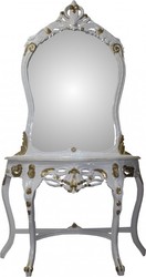 Casa Padrino Consolle a Specchio Barocca con Piano in Marmo Bianco/Oro - 120 x 40 x 217 cm - Mobile di Lusso