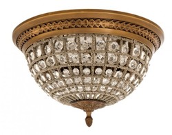 Casa Padrino Plafonnier de Luxe Laiton Diamètre 45 x H 37 cm Style Antique - Meuble Lustre Lampe de Plafond