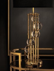 Casa Padrino Lampe de table de luxe or 20 x 43 x H 85 cm - Luminaire élégant avec abat-jour textile noir