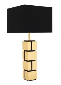 Casa Padrino Luxus Tischleuchte Leuchte Table Lamp Luxury Gold Schwarz Golden Brass Messing 