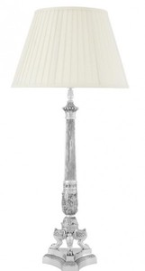Casa Padrino Luxus Barock Tischleuchte Antik Silber, Durchmesser 16 cm, Höhe 100 cm, Lampenschirm Creme