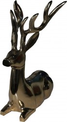 Casa Padrino Designer Decorative Reclining Deer Gold 18 x 13 x 23 cm - Polished Aluminum Sculpture
