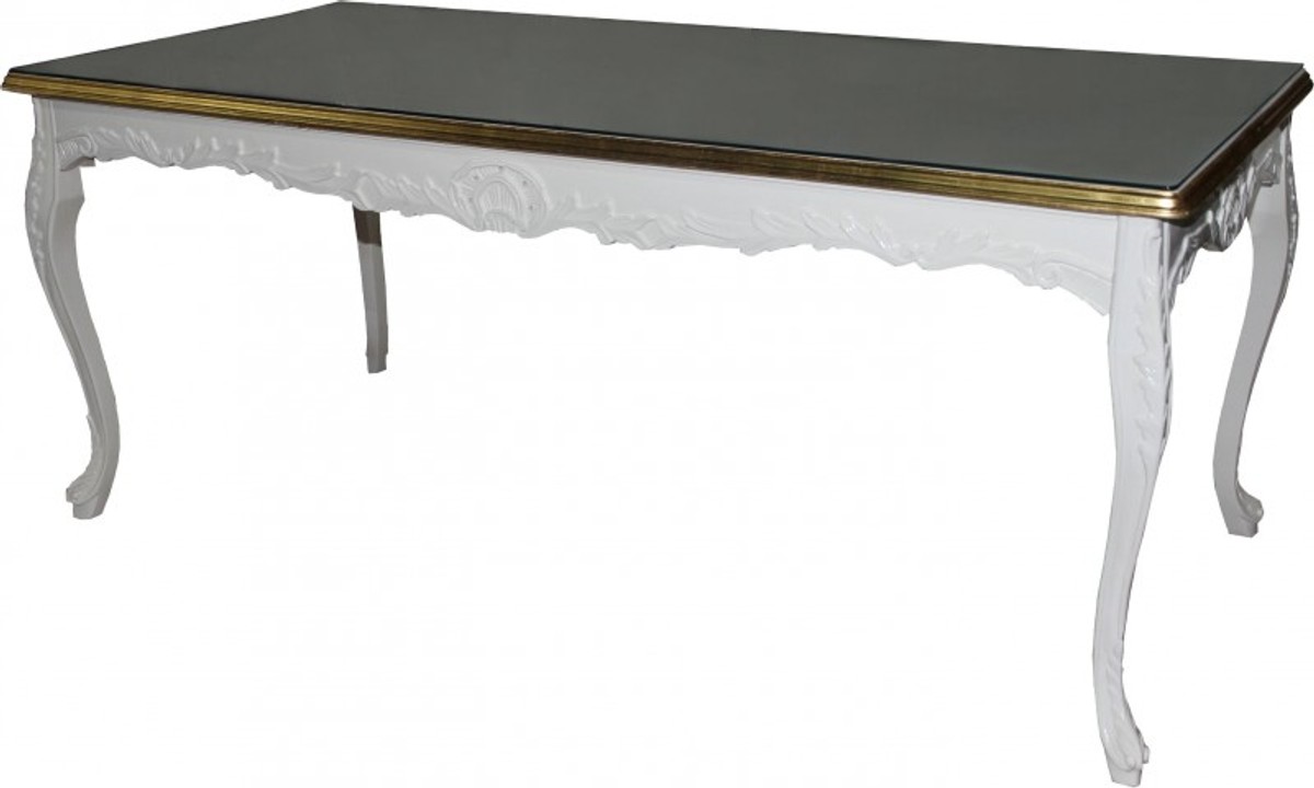 Casa Padrino Barock Esstisch leicht Cremebarben/Gold 200 cm x 90 cm- Esszimmer Tisch - Antik Stil Möbel - Limited Edition Casa Padrino Barock Esstisch leicht Cremebarben/Gold 200 cm x 90 cm- Esszimmer Tisch - Antik Stil Möbel - Limited Edition