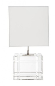 Casa Padrino Luxus Tischleuchte Nickel, Kristallglas, Lampenschirm Weiß, Durchmesser 23 x 30 x H 57 cm