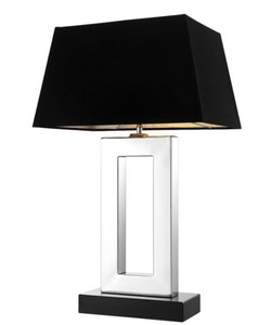 Casa Padrino Luxus Tischleuchte Nickel Finish Schwarz Table Lamp Luxury Black