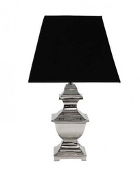 Casa Padrino Luxury Table Lamp in Nickel with Black Cotton Shade - Ø 13 cm, H 50 cm
