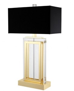 Casa Padrino Luxus Tischleuchte Gold, Kristallglas und Eisen, Durchmesser 25 x 38 x H 67,5 cm - Elegante Hotel Lampe