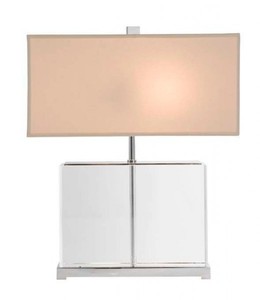 Casa Padrino Luxus Tischleuchte im edlen Nickel Design mit Kristallglas, 28 x 37 x H 44 cm