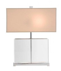 Casa Padrino Luxus Tischleuchte im edlen Nickel Design mit Kristallglas, 28 x 37 x H 44 cm