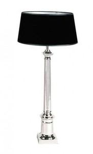 Tischleuchte Hockerleuchte Luxus Art Deco Nostalgisch Casa Padrino Eichholtz Luxury Table Lampe Nickel Plated Black vernickelt