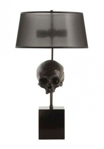 Luxus Designer Leuchte Skull Schwarz Tischleuchte Tischlampe Totenkopf Table Lamp