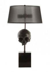Casa Padrino Lampada da tavolo di lusso ottone antico con elemento teschio in nero 13 x 35 x H 60-77 cm