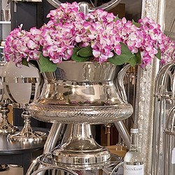 Casa Padrino Baroque flower vase Cobra brass nickel plated - plant pot - hotel decoration - flower pot Casa Padrino Baroque flower vase Cobra brass nickel plated - plant pot - hotel decoration - flower pot