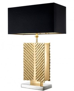 Casa Padrino Luxus Tischleuchte Messing poliert / Nickel 21 x 40 x H 61,5 cm - Elegante Hotel Leuchte