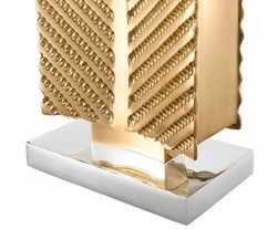 Casa Padrino Lámpara de Mesa de Lujo Latón Pulido / Níquel 21 x 40 x Al 61,5 cm - Elegante Iluminación de Hotel