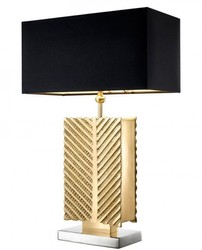 Casa Padrino Lámpara de Mesa de Lujo Latón Pulido / Níquel 21 x 40 x Al 61,5 cm - Elegante Iluminación de Hotel