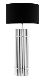 Casa Padrino Lámpara de mesa de lujo en níquel, altura 96,5 cm, diámetro 19,5 cm, con pantalla negra
