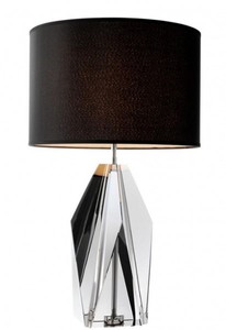 Casa Padrino Luxus Tischleuchte aus Kristallglas und Eisen, Grau / Schwarz, 21 x 71,5 cm