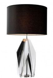 Casa Padrino Luxus Tischleuchte aus Kristallglas und Eisen, Grau / Schwarz, 21 x 71,5 cm