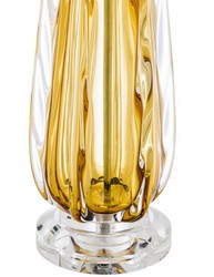 Casa Padrino Lámpara de mesa de lujo amarilla y oro - Altura 75,5 cm - Elegante luminaria de diseño para interiores sofisticados