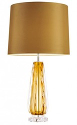 Casa Padrino Lámpara de mesa de lujo amarilla y oro - Altura 75,5 cm - Elegante luminaria de diseño para interiores sofisticados