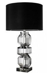 Casa Padrino Lampe de table de luxe en cristal, luminaire élégant gris avec abat-jour noir, 14 cm x H 76 cm