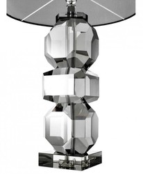Casa Padrino Lampe de table de luxe en cristal, luminaire élégant gris avec abat-jour noir, 14 cm x H 76 cm