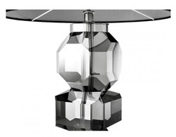 Casa Padrino Lampe de table de luxe en cristal, luminaire élégant gris avec abat-jour noir, 14 cm x H 76 cm