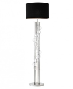 Casa Padrino Luxury Floor Lamp in Nickel and Crystal Glass, 176 cm Height, Black Shade