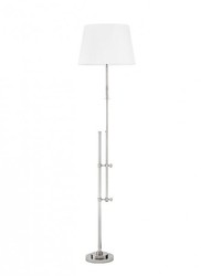 Casa Padrino Lámpara de pie de lujo Níquel diseño moderno, Altura 161-187 cm, Diámetro 23 cm, Pantalla blanca