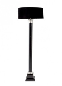 Casa Padrino Luxury Floor Lamp Black - Elegant Design Light in Steel and Aluminium with Black Velvet Shade, 140 cm