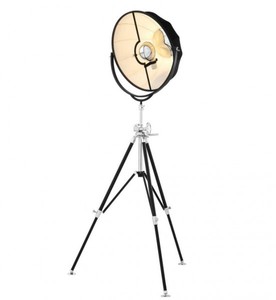 Casa Padrino Luxury Floor Lamp Black - Solid Designer Lamp made of Nickel and Cotton, Diameter 80 cm, Height 178-203 cm
