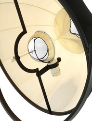 Casa Padrino Lampada da terra di lusso nera - Lampada design massiccia in nichel e cotone, diametro 80 cm, altezza 178-203 cm