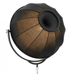 Casa Padrino Lampada da terra di lusso nera - Lampada design massiccia in nichel e cotone, diametro 80 cm, altezza 178-203 cm