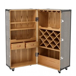 Casa Padrino Luxury Bar Cabinet in Vintage Suitcase Design Black / White - 88 x 88 x H. 122 cm - Art Deco Barock Trunk Cabinet